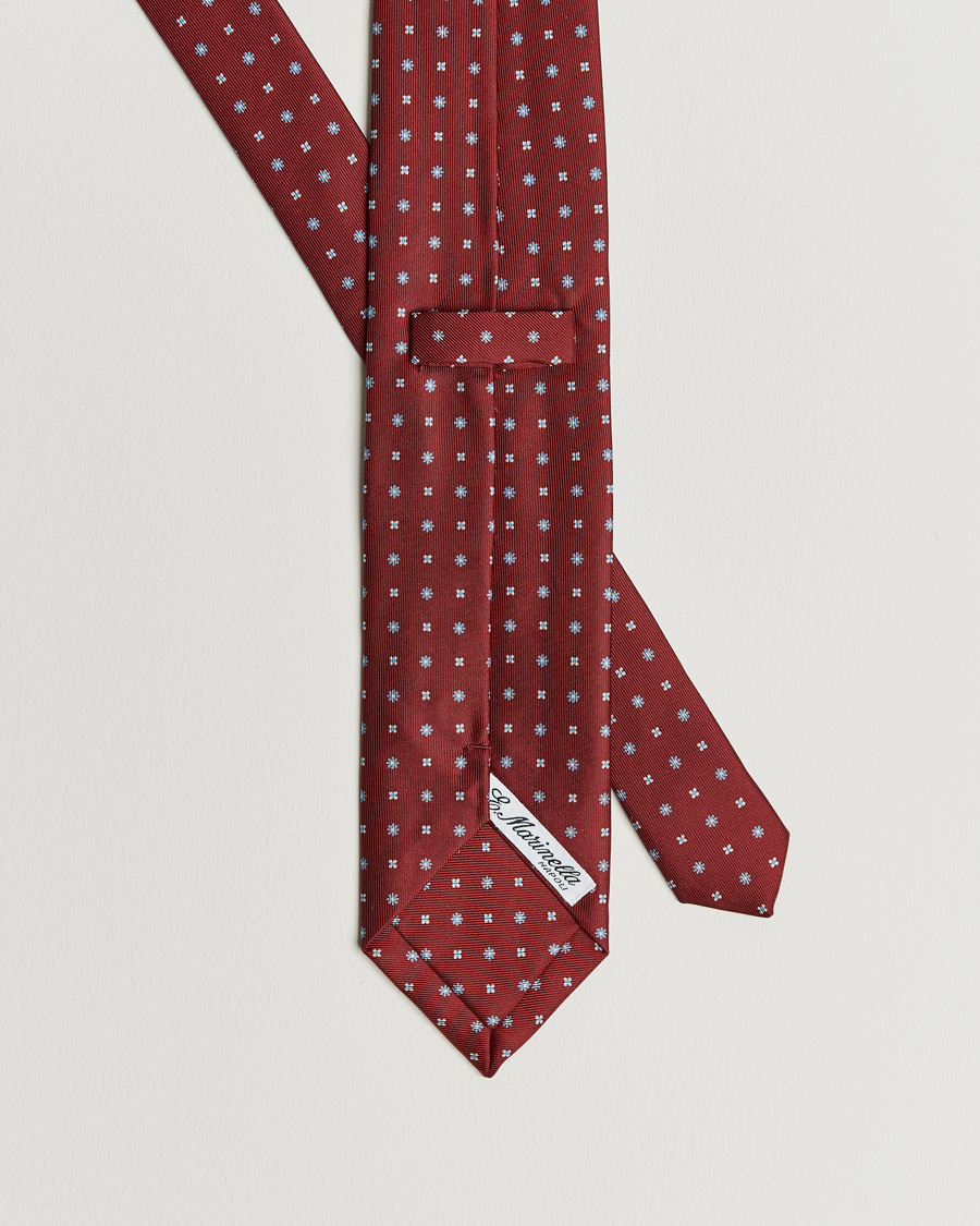 Homme | E. Marinella 3-Fold Micro Pattern Silk Tie Red | E. Marinella | 3-Fold Micro Pattern Silk Tie Red