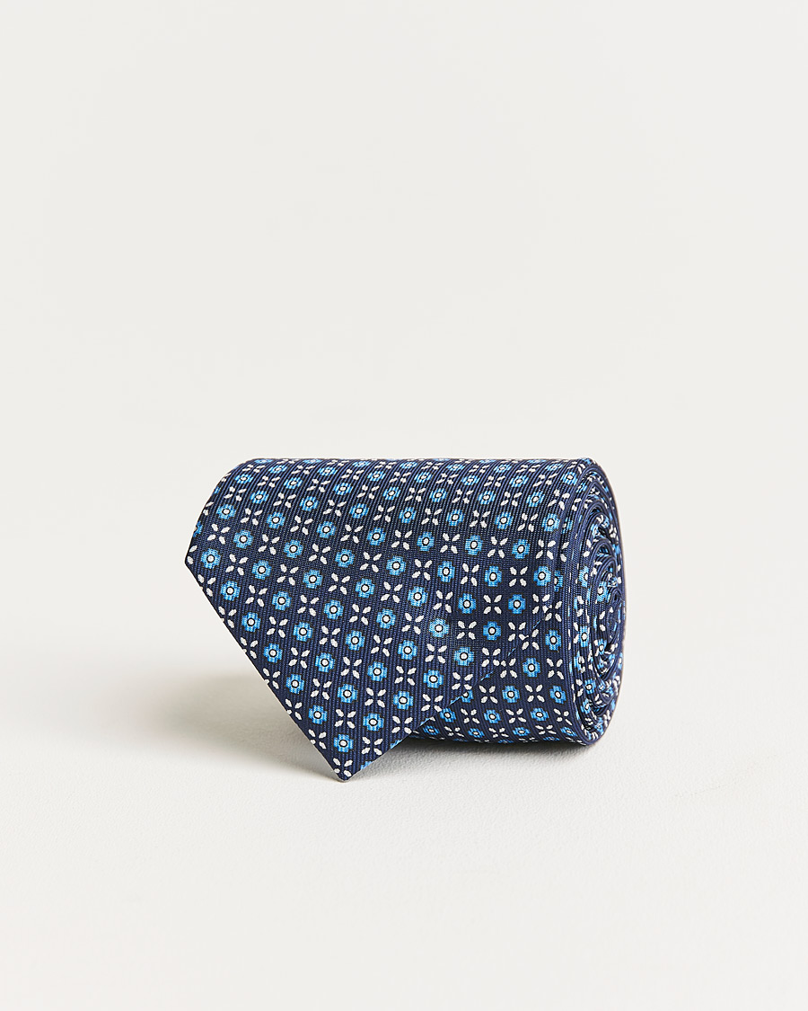 Homme | E. Marinella 3-Fold Structured Silk Tie Dark Blue | E. Marinella | 3-Fold Structured Silk Tie Dark Blue