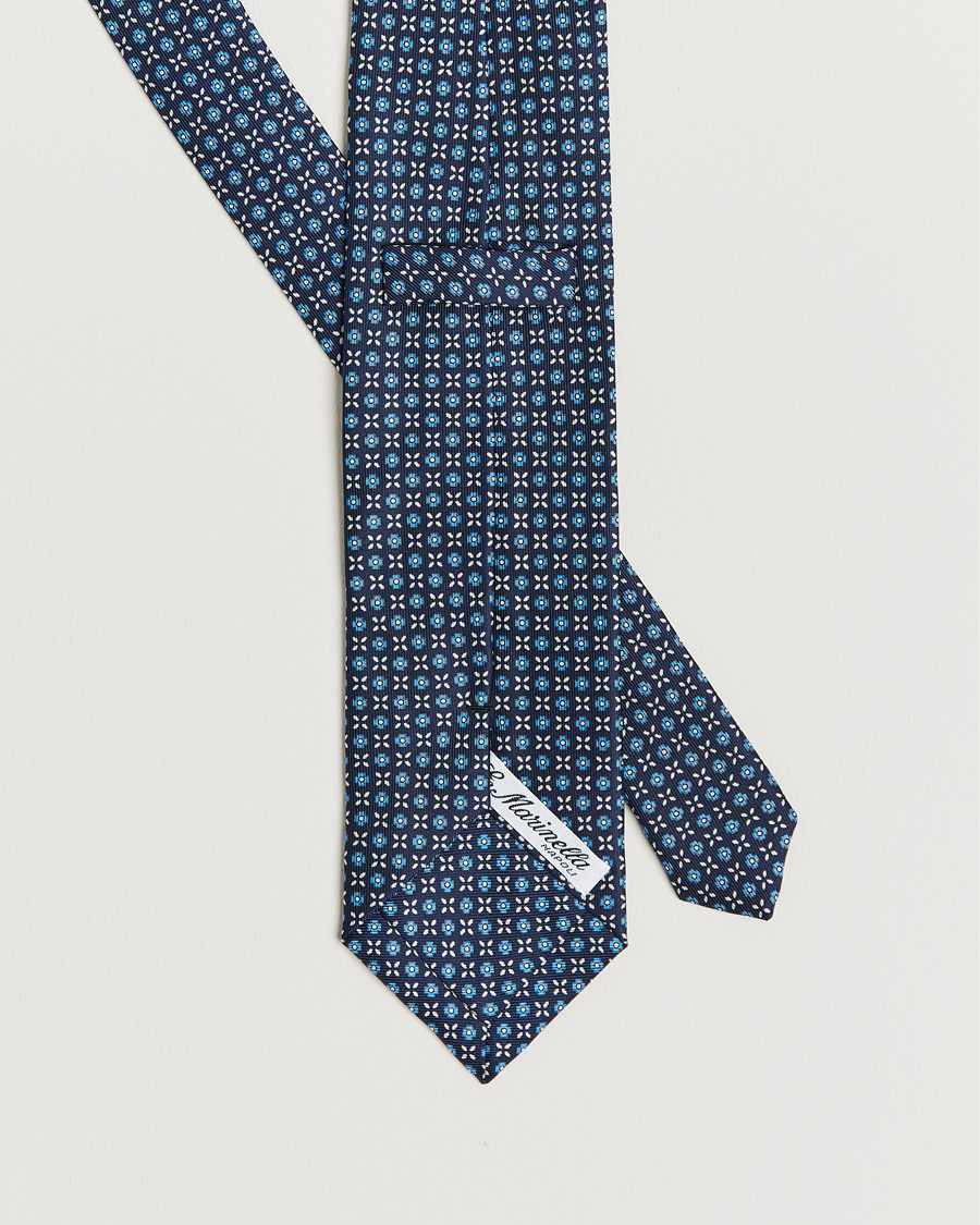 Homme | E. Marinella 3-Fold Structured Silk Tie Dark Blue | E. Marinella | 3-Fold Structured Silk Tie Dark Blue