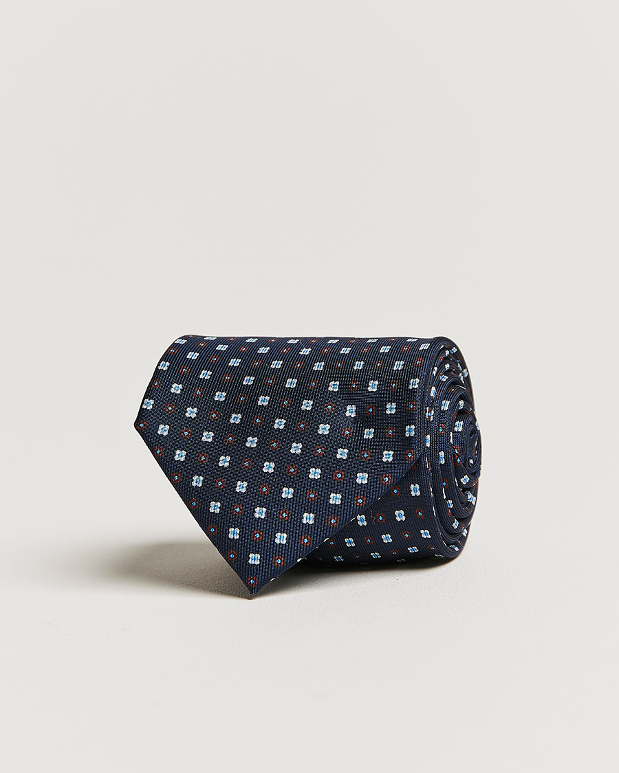 Homme | E. Marinella 3-Fold Micro Dot Silk Tie Navy | E. Marinella | 3-Fold Micro Dot Silk Tie Navy