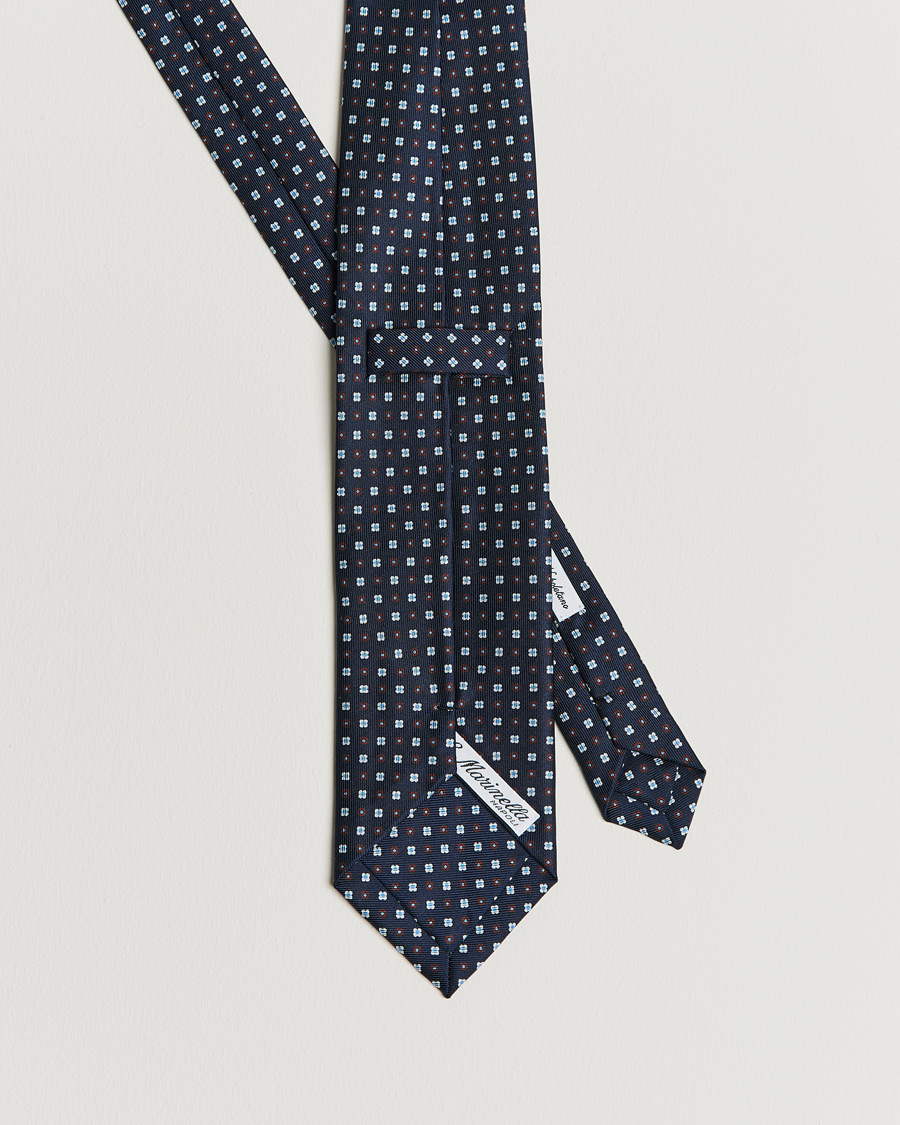 Homme | E. Marinella 3-Fold Micro Dot Silk Tie Navy | E. Marinella | 3-Fold Micro Dot Silk Tie Navy