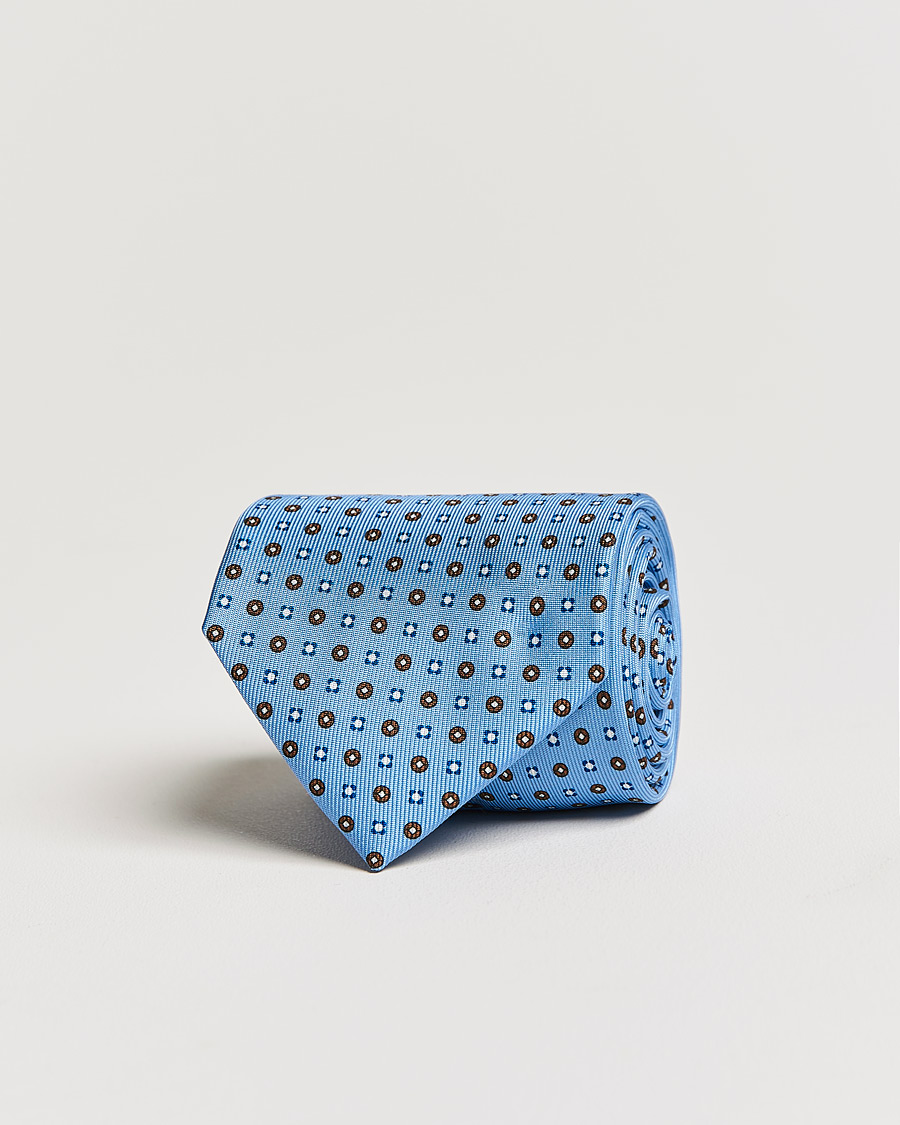 Homme | E. Marinella 3-Fold Micro Dot Silk Tie Light Blue | E. Marinella | 3-Fold Micro Dot Silk Tie Light Blue