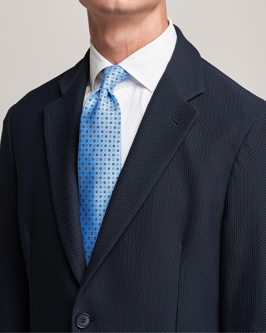 Homme | E. Marinella 3-Fold Micro Dot Silk Tie Light Blue | E. Marinella | 3-Fold Micro Dot Silk Tie Light Blue