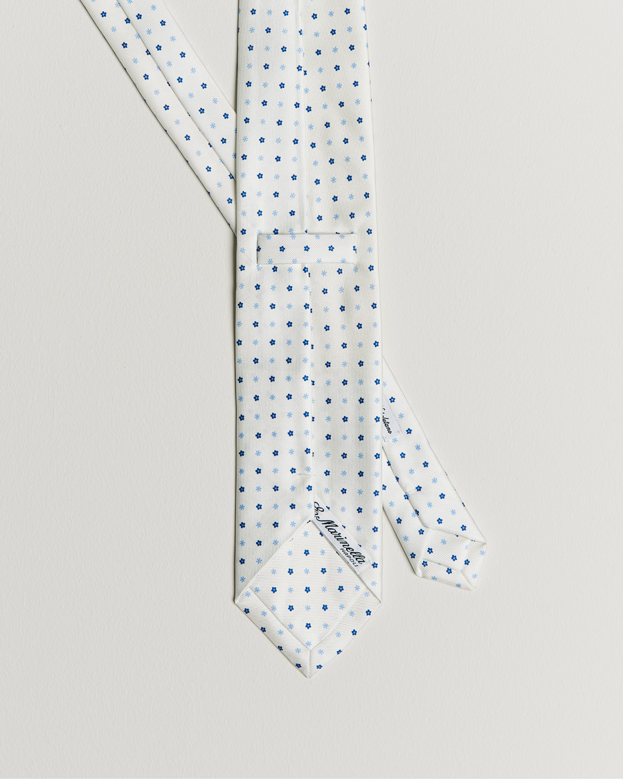 Homme | E. Marinella 3-Fold Flower Silk Tie White | E. Marinella | 3-Fold Flower Silk Tie White