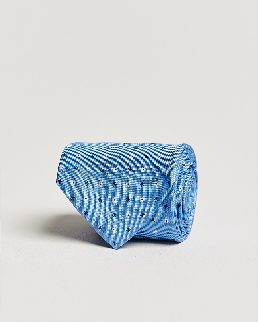 Homme | E. Marinella 3-Fold Flower Silk Tie Light Blue | E. Marinella | 3-Fold Flower Silk Tie Light Blue