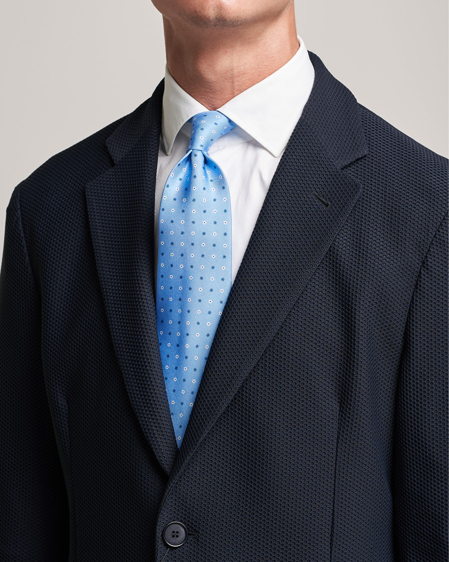 Homme | E. Marinella 3-Fold Flower Silk Tie Light Blue | E. Marinella | 3-Fold Flower Silk Tie Light Blue