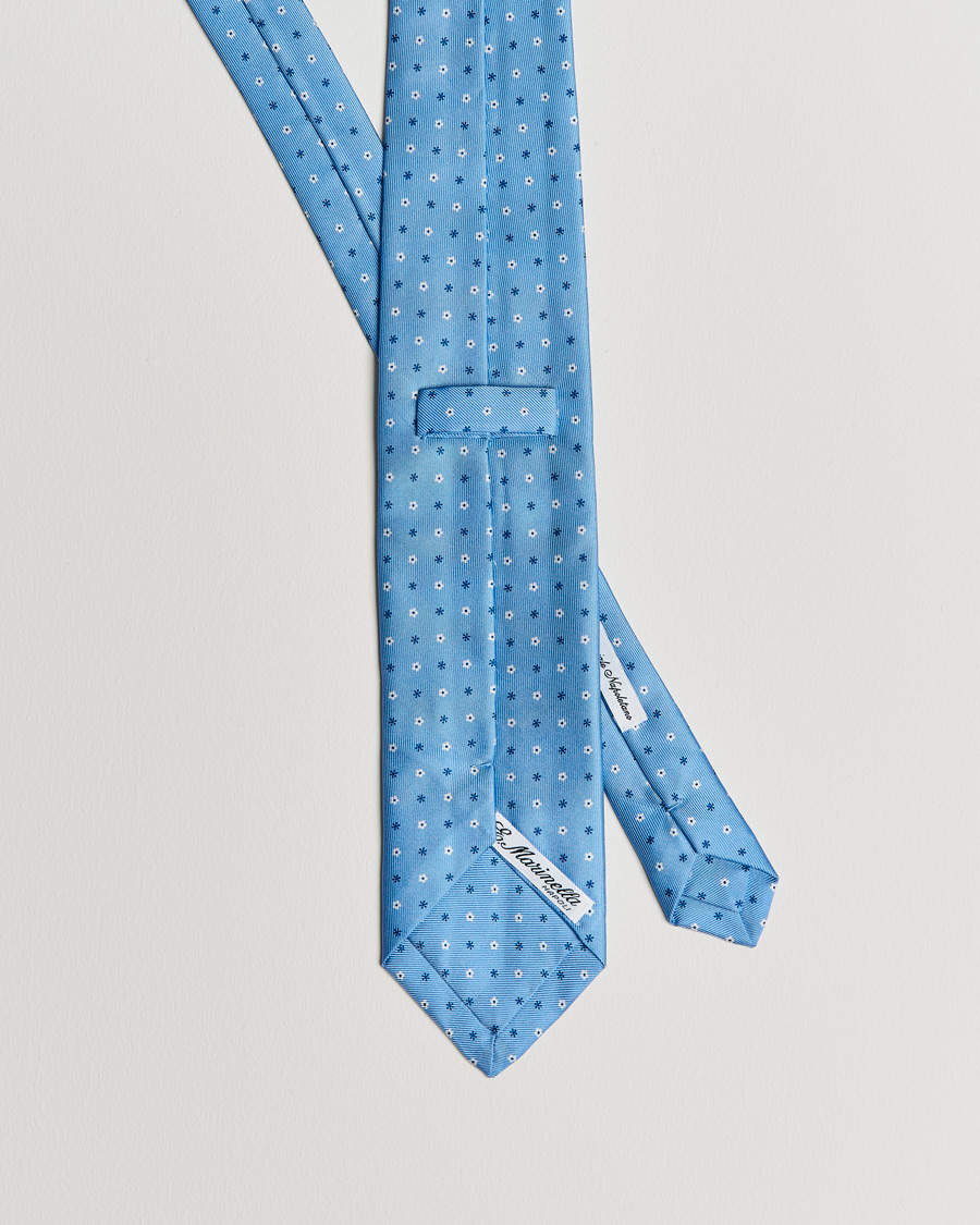 Homme | E. Marinella 3-Fold Flower Silk Tie Light Blue | E. Marinella | 3-Fold Flower Silk Tie Light Blue