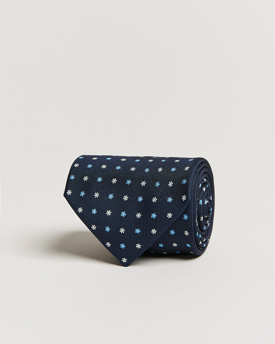 Homme | E. Marinella 3-Fold Flower Silk Tie Navy | E. Marinella | 3-Fold Flower Silk Tie Navy