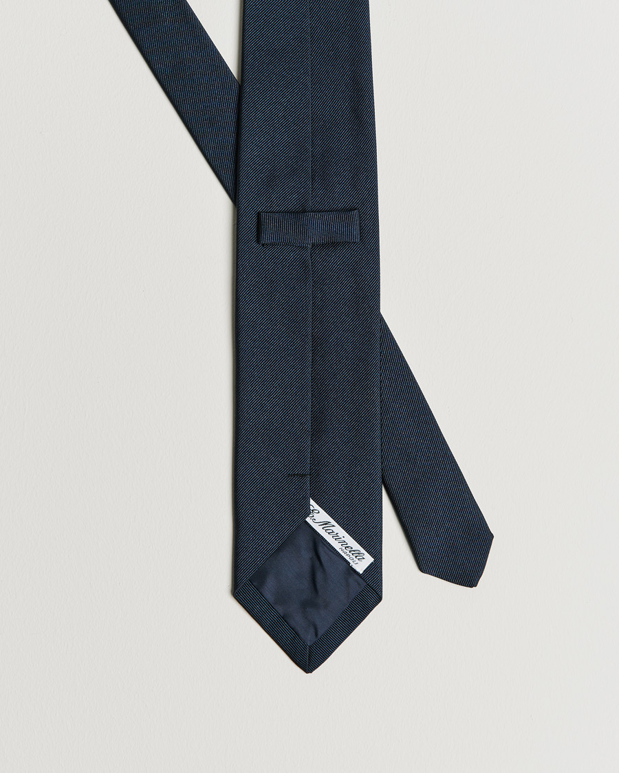 Homme | E. Marinella 3-Fold Swedish Bandiera Silk Tie Navy | E. Marinella | 3-Fold Swedish Bandiera Silk Tie Navy