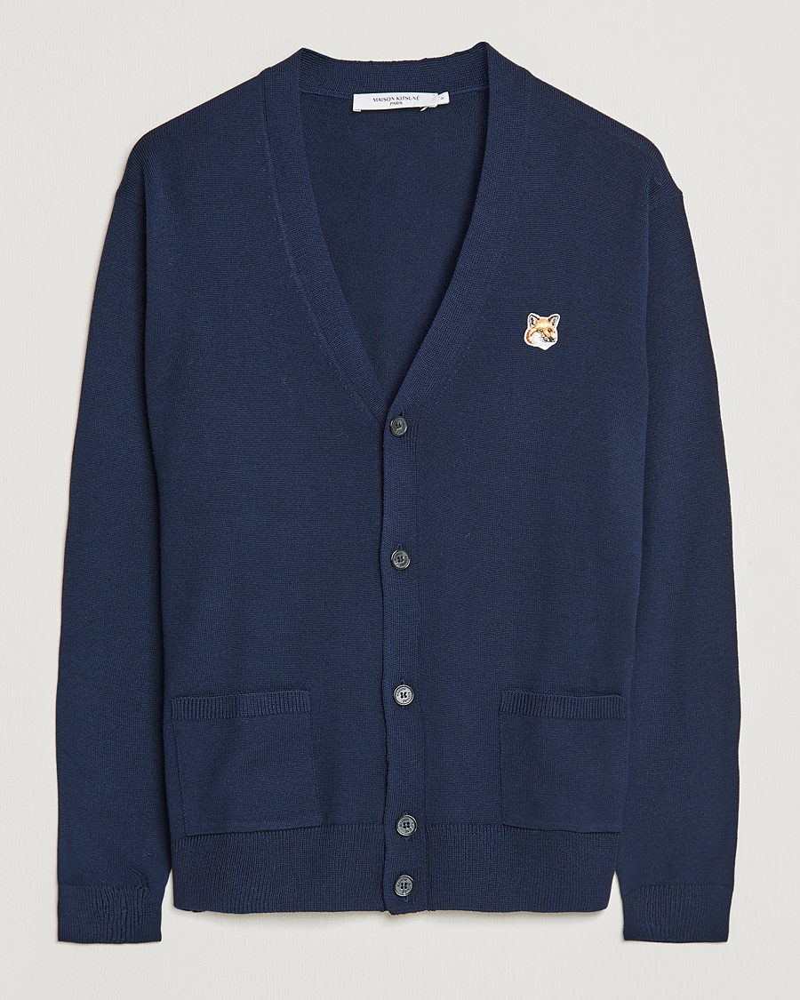 Homme | Pulls Et Tricots | Maison Kitsuné | Fox Head Wool Cardigan Navy