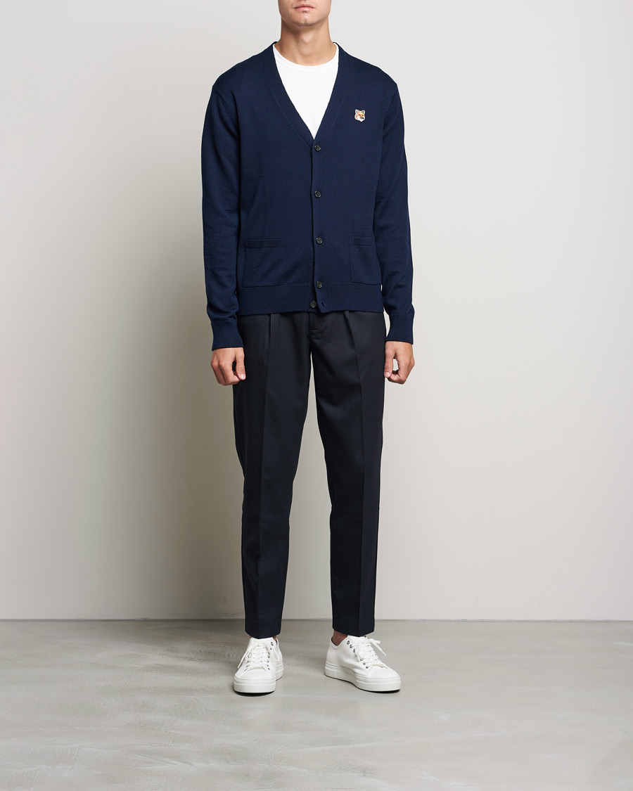 Homme | Pulls Et Tricots | Maison Kitsuné | Fox Head Wool Cardigan Navy