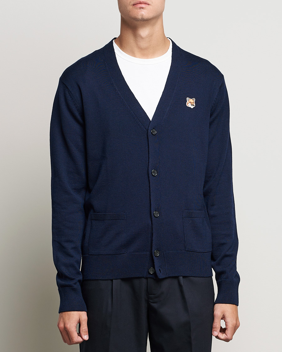 Homme | Pulls Et Tricots | Maison Kitsuné | Fox Head Wool Cardigan Navy