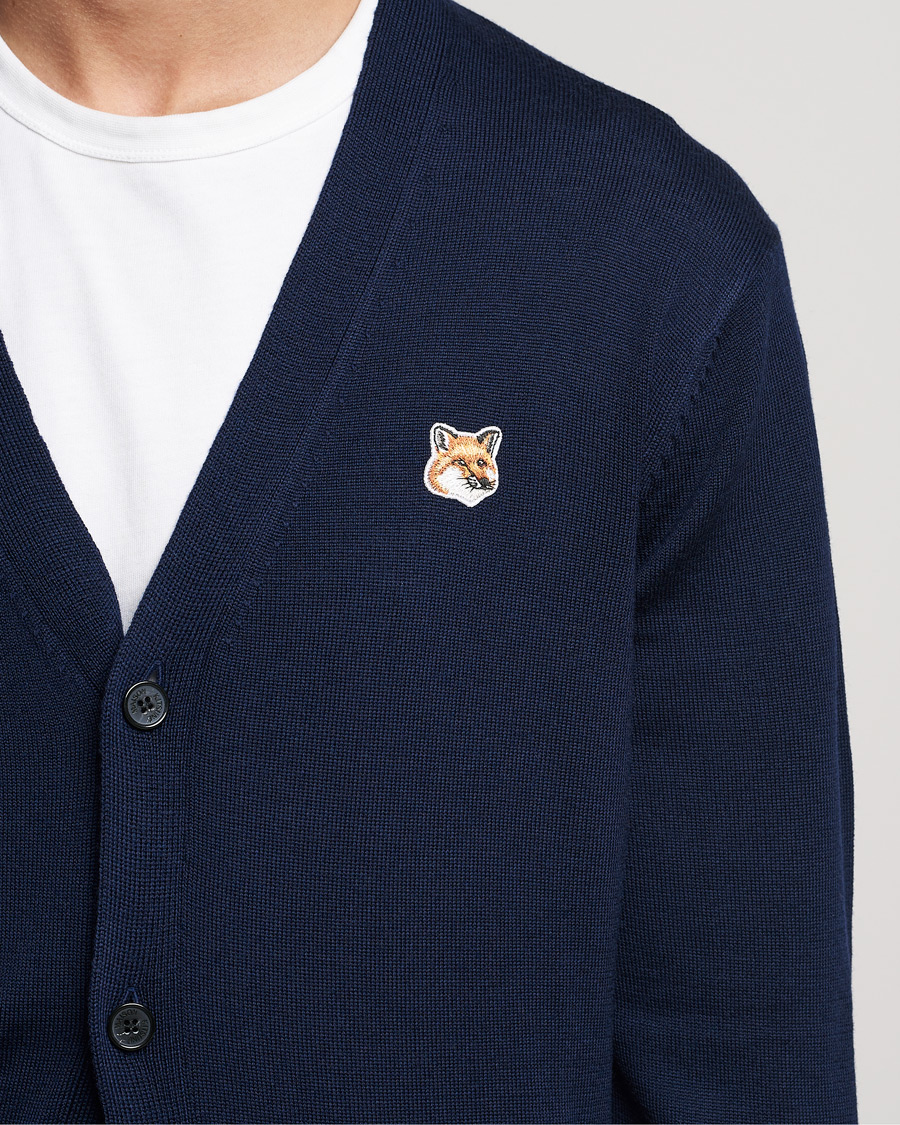 Homme | Pulls Et Tricots | Maison Kitsuné | Fox Head Wool Cardigan Navy