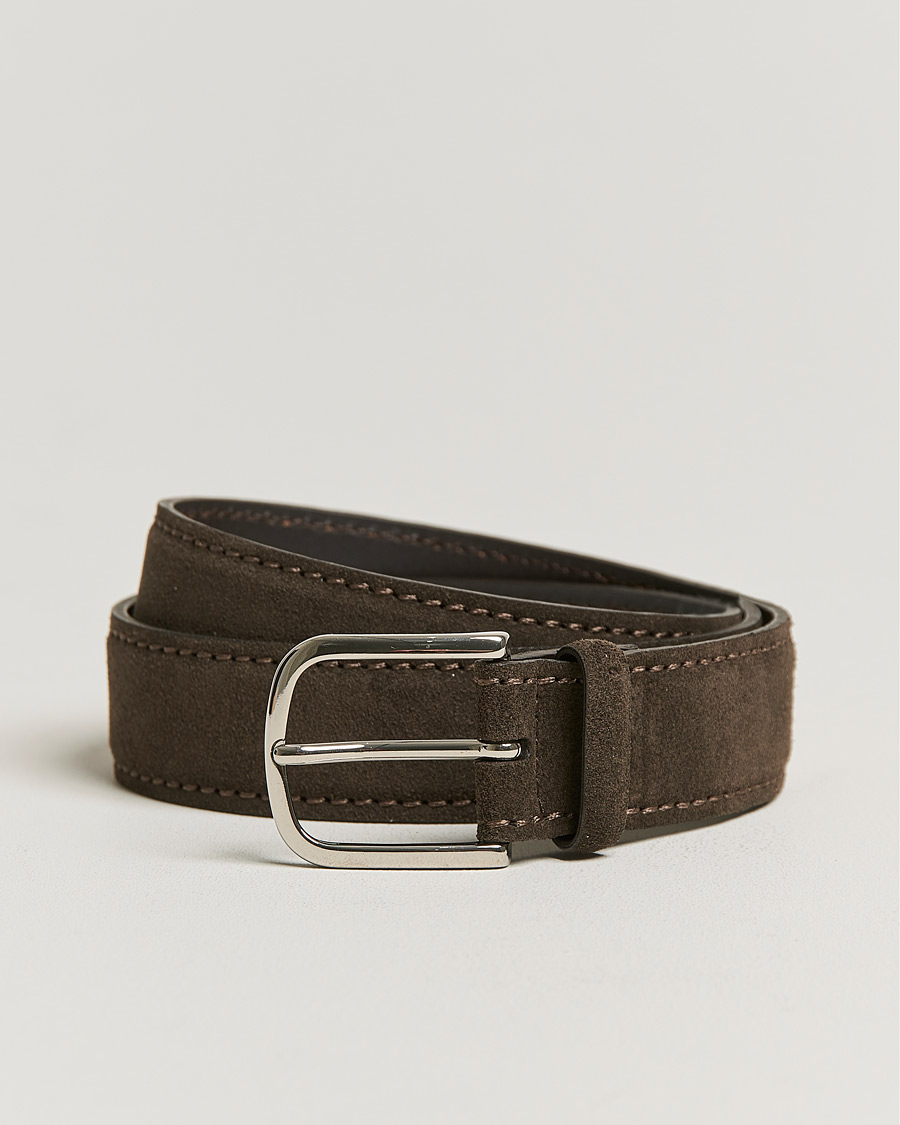 Homme | Orciani Suede Belt 3,5 cm Dark Brown | Orciani | Suede Belt 3,5 cm Dark Brown