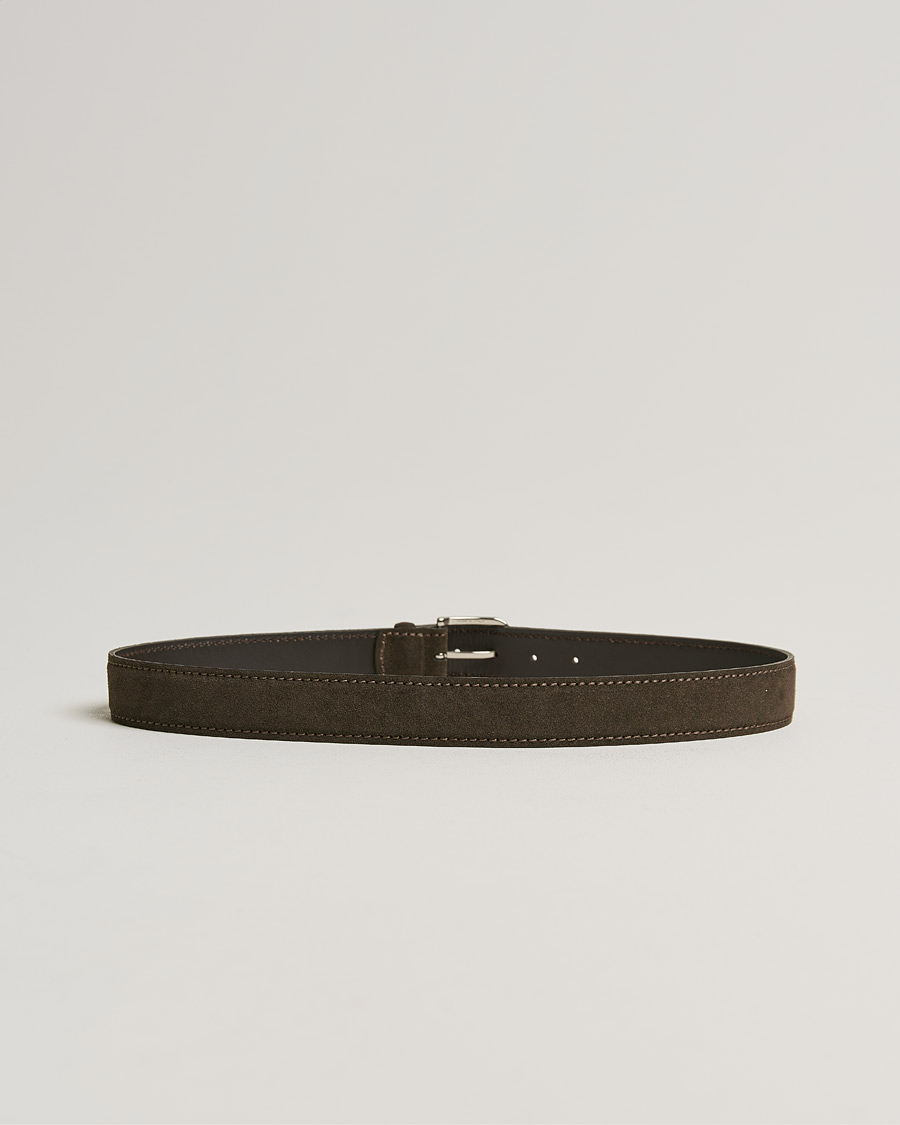 Homme | Orciani Suede Belt 3,5 cm Dark Brown | Orciani | Suede Belt 3,5 cm Dark Brown