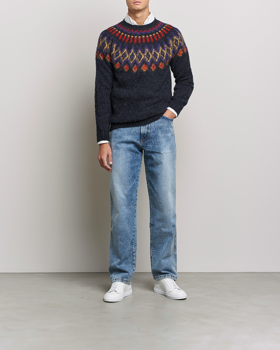 Homme | Pulls Et Tricots | Howlin' | Brushed Wool Fair Isle Crew Sweater Charcoal