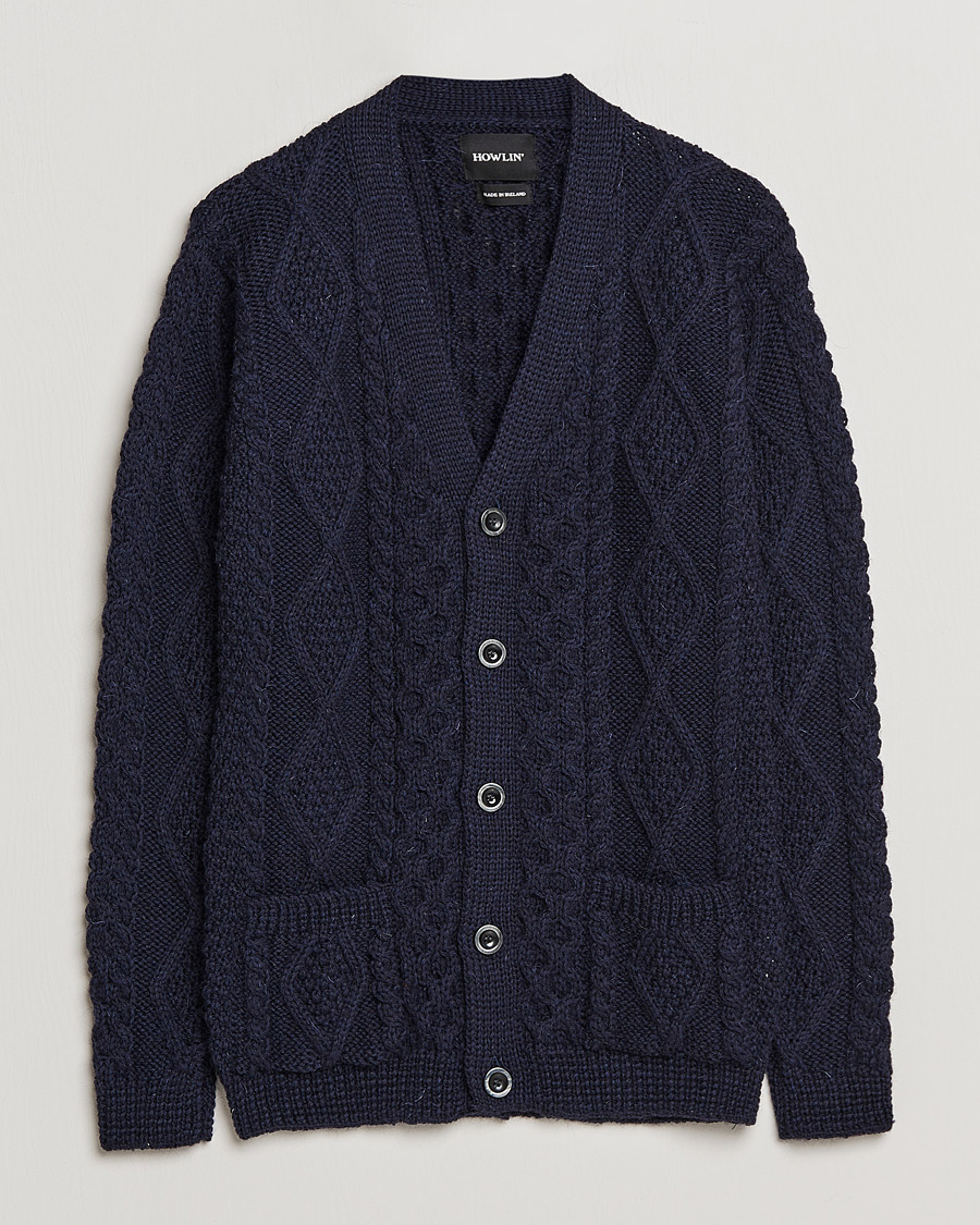 Homme | Pulls Et Tricots | Howlin' | Cable Knitted Wool Cardigan Navy
