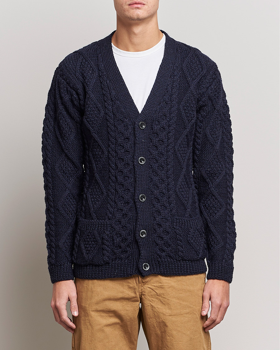 Homme | Pulls Et Tricots | Howlin' | Cable Knitted Wool Cardigan Navy