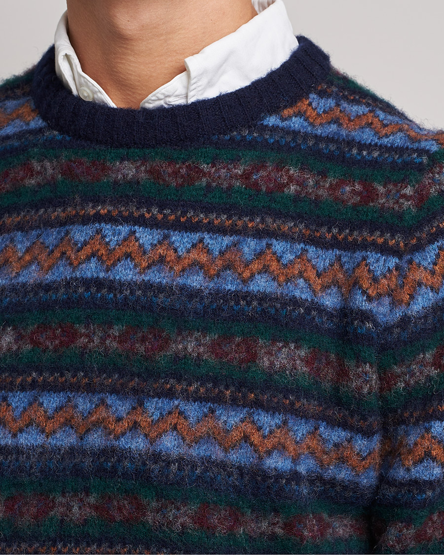 Homme | Pulls Et Tricots | Howlin' | Brushed Wool All Over Fair Isle Crew Neck Navy
