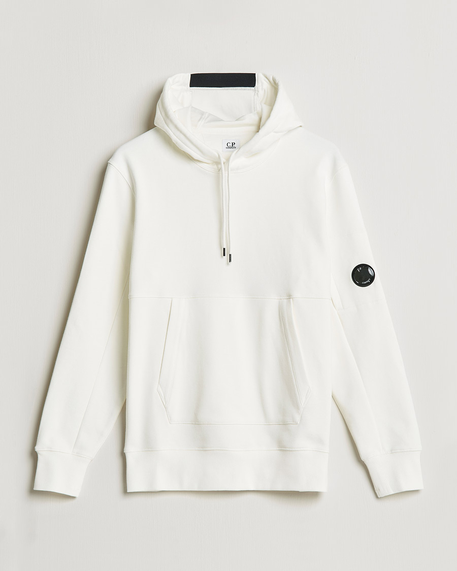 Homme | Pulls Et Tricots | C.P. Company | Diagonal Raised Fleece Hooded Lens Sweatshirt White