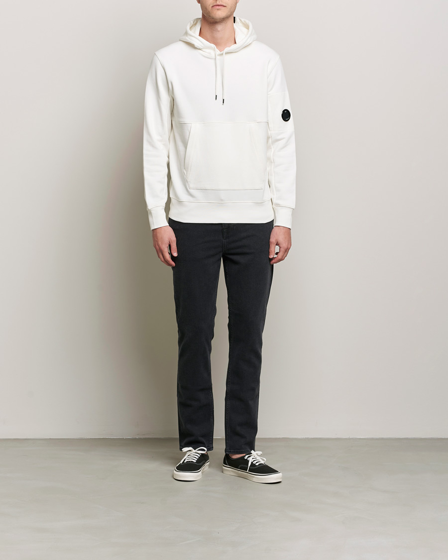 Homme | Pulls Et Tricots | C.P. Company | Diagonal Raised Fleece Hooded Lens Sweatshirt White