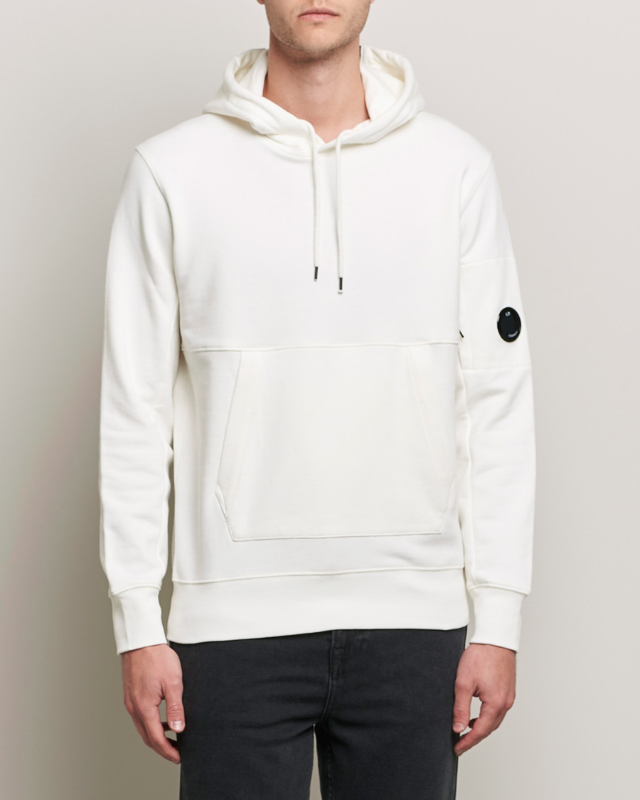 Homme | Pulls Et Tricots | C.P. Company | Diagonal Raised Fleece Hooded Lens Sweatshirt White