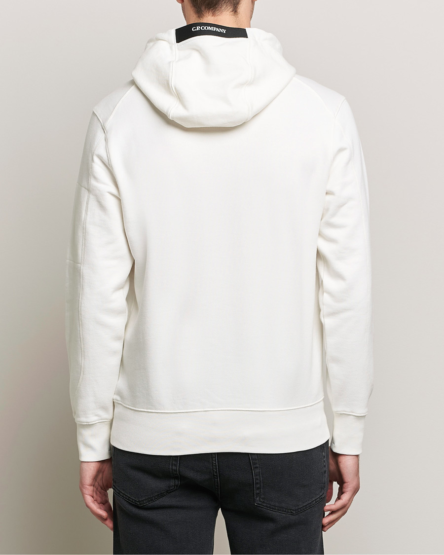 Homme | Pulls Et Tricots | C.P. Company | Diagonal Raised Fleece Hooded Lens Sweatshirt White