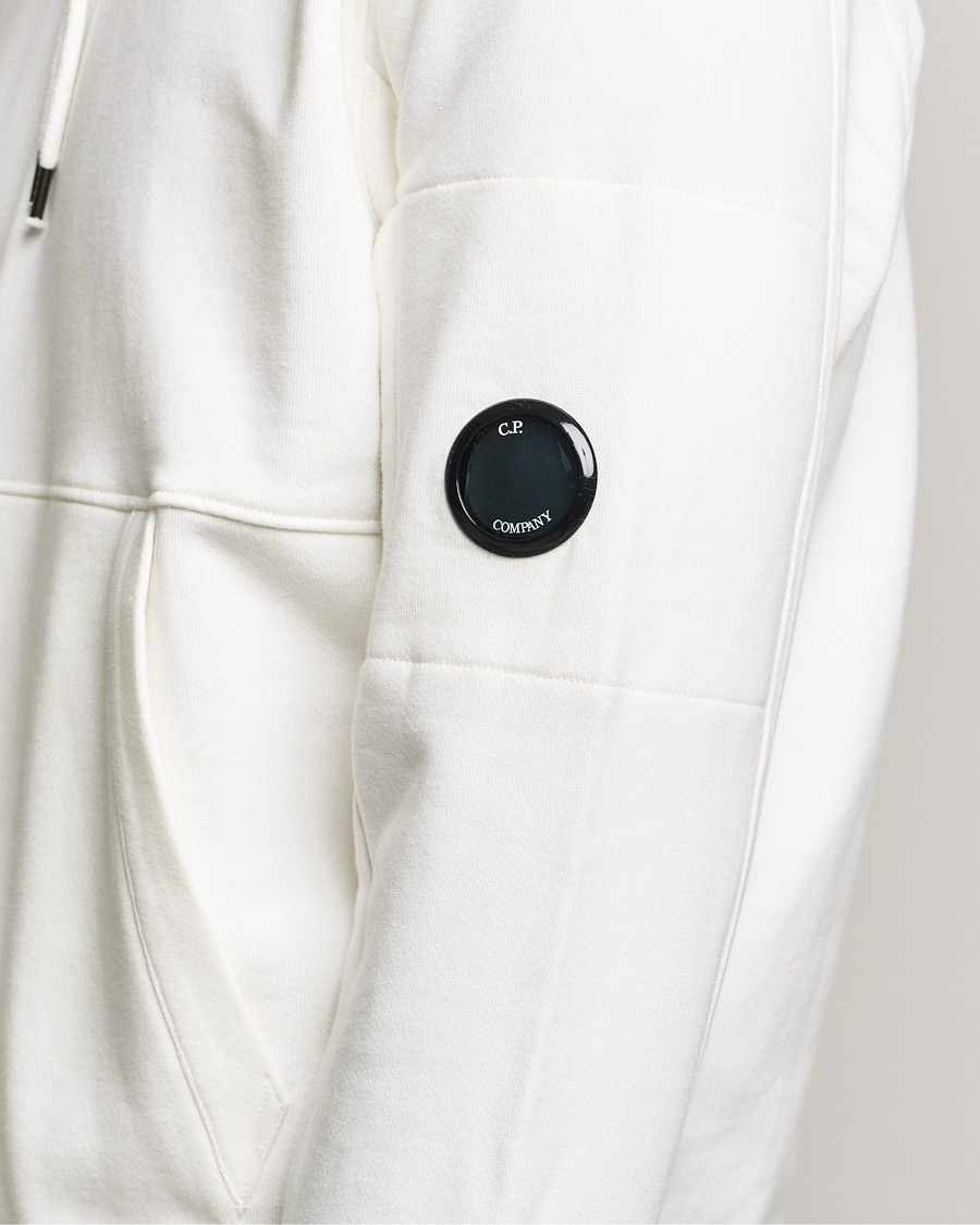 Homme | Pulls Et Tricots | C.P. Company | Diagonal Raised Fleece Hooded Lens Sweatshirt White