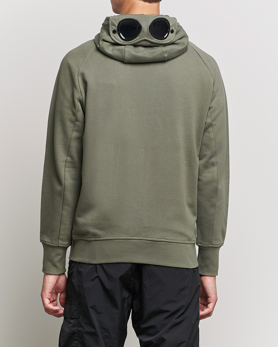 Homme | Pulls Et Tricots | C.P. Company | Diagonal Raised Fleece Full Zip Goggle Hoodie Green