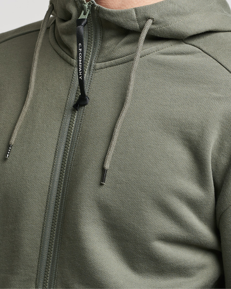 Homme | Pulls Et Tricots | C.P. Company | Diagonal Raised Fleece Full Zip Goggle Hoodie Green