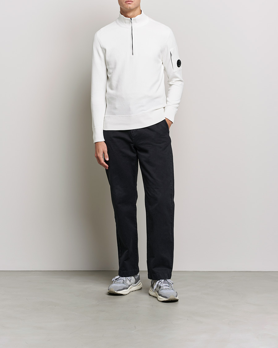 Homme | Pulls Et Tricots | C.P. Company | Knitted Cotton Lens Half Zip White