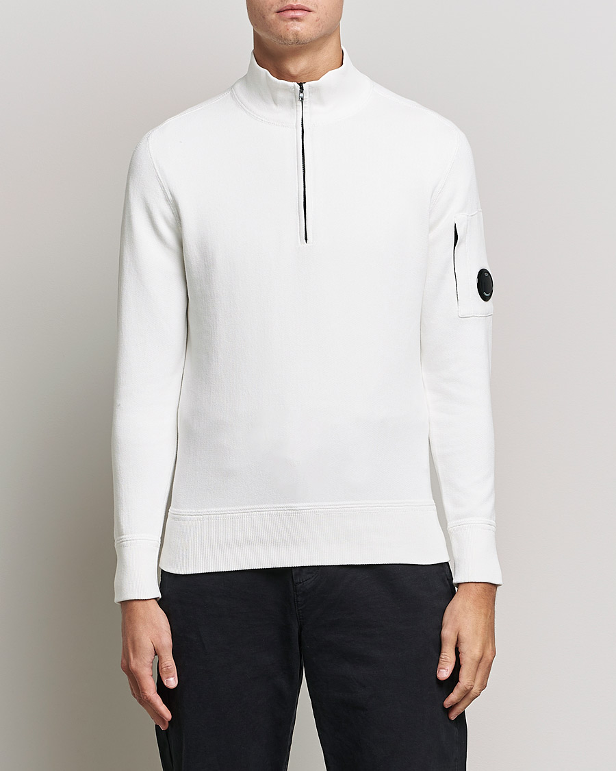 Homme | Pulls Et Tricots | C.P. Company | Knitted Cotton Lens Half Zip White