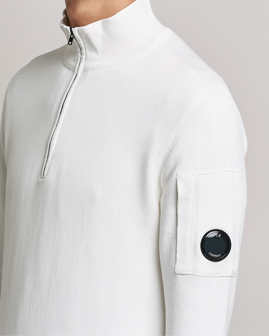 Homme | Pulls Et Tricots | C.P. Company | Knitted Cotton Lens Half Zip White