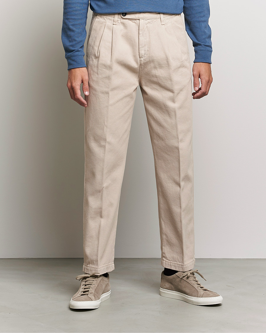 Homme | Pantalons | Massimo Alba | Strallo Pleated Chinos Beige