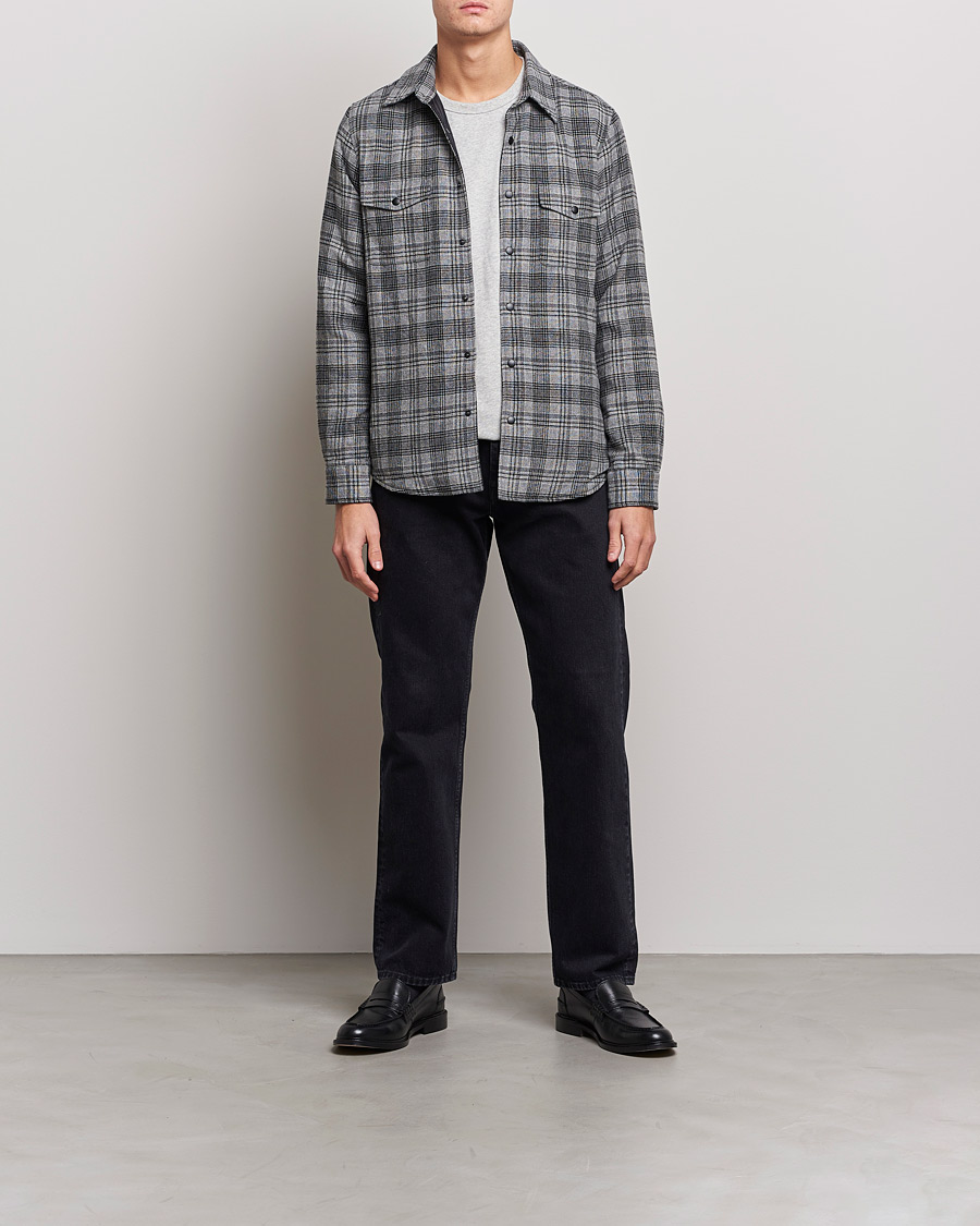 Homme | Manteaux Et Vestes | Aspesi | Padded Wool Overshirt Grey Check
