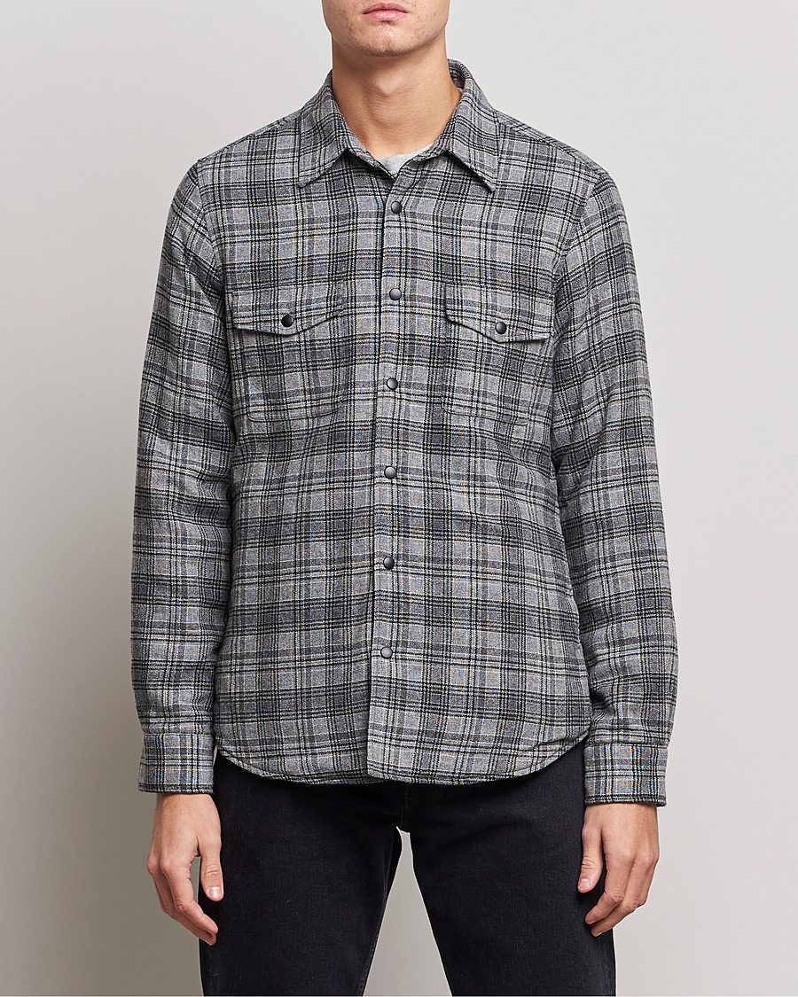 Homme | Manteaux Et Vestes | Aspesi | Padded Wool Overshirt Grey Check