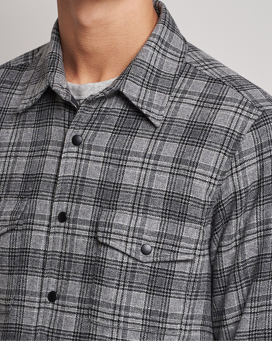 Homme | Manteaux Et Vestes | Aspesi | Padded Wool Overshirt Grey Check
