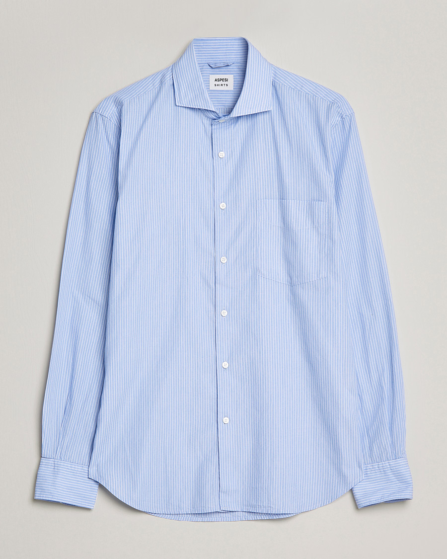 Homme | Chemises | Aspesi | Striped Poplin Shirt Light Blue