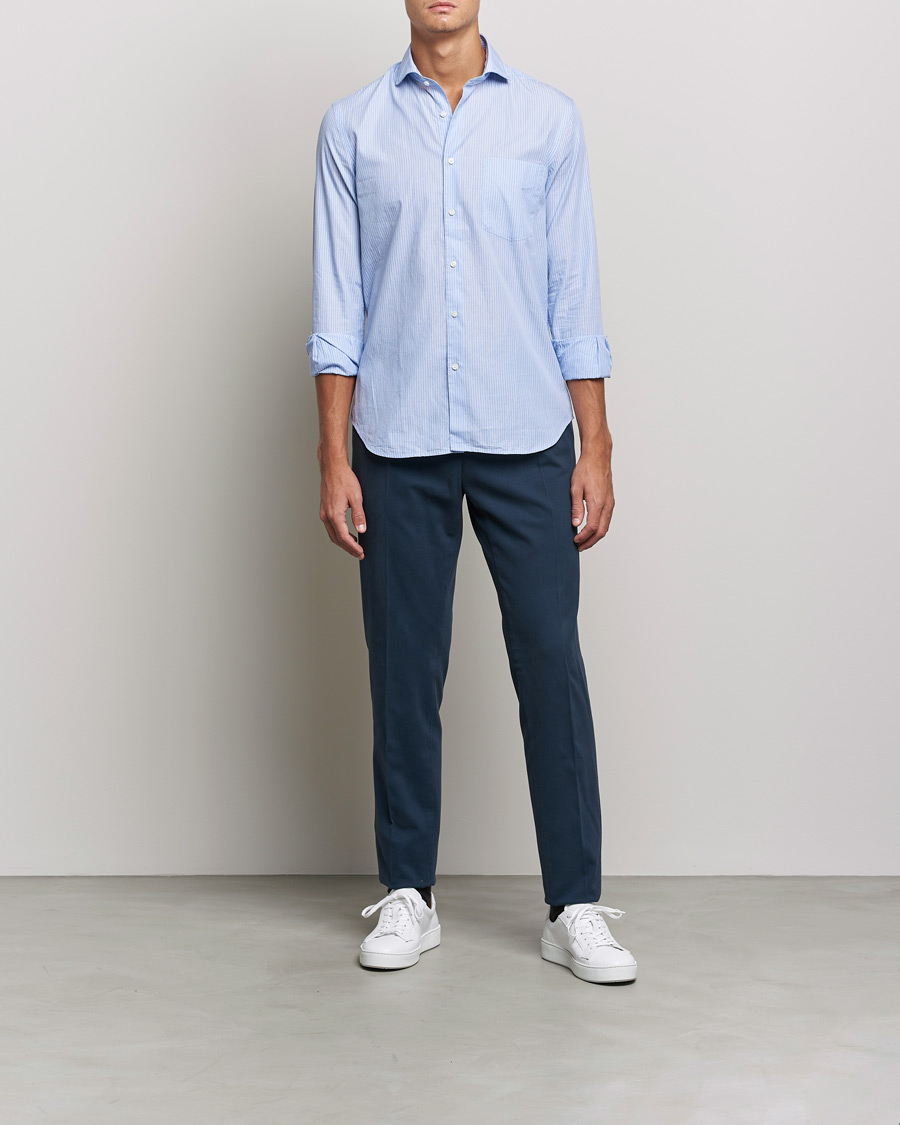 Homme | Chemises | Aspesi | Striped Poplin Shirt Light Blue