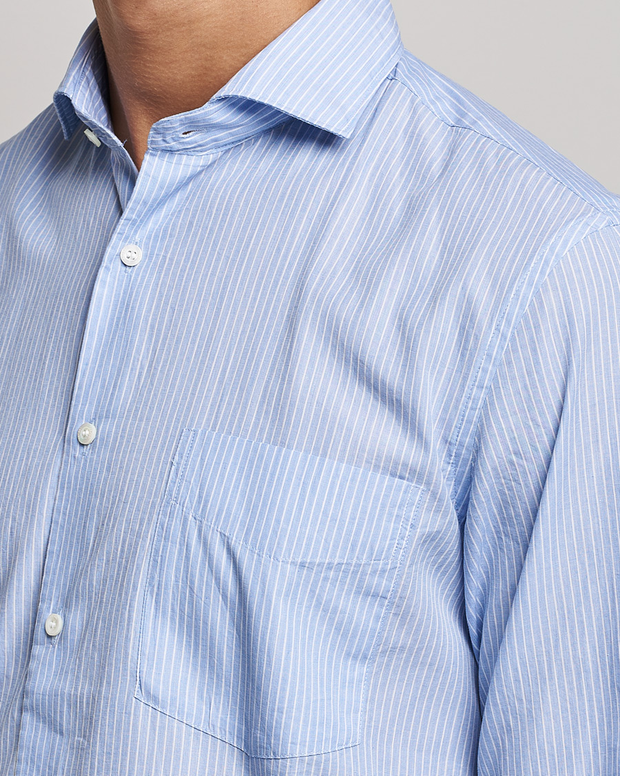 Homme | Chemises | Aspesi | Striped Poplin Shirt Light Blue