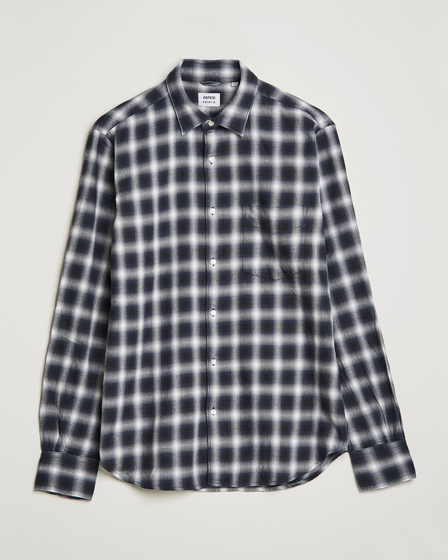 Homme | Chemises | Aspesi | Checked Flannel Shirt Blue/Grey