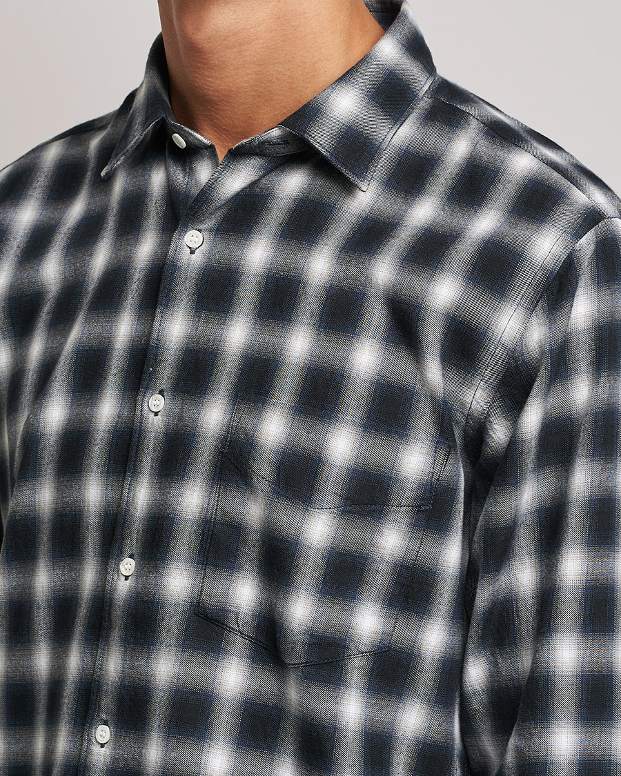 Homme | Chemises | Aspesi | Checked Flannel Shirt Blue/Grey