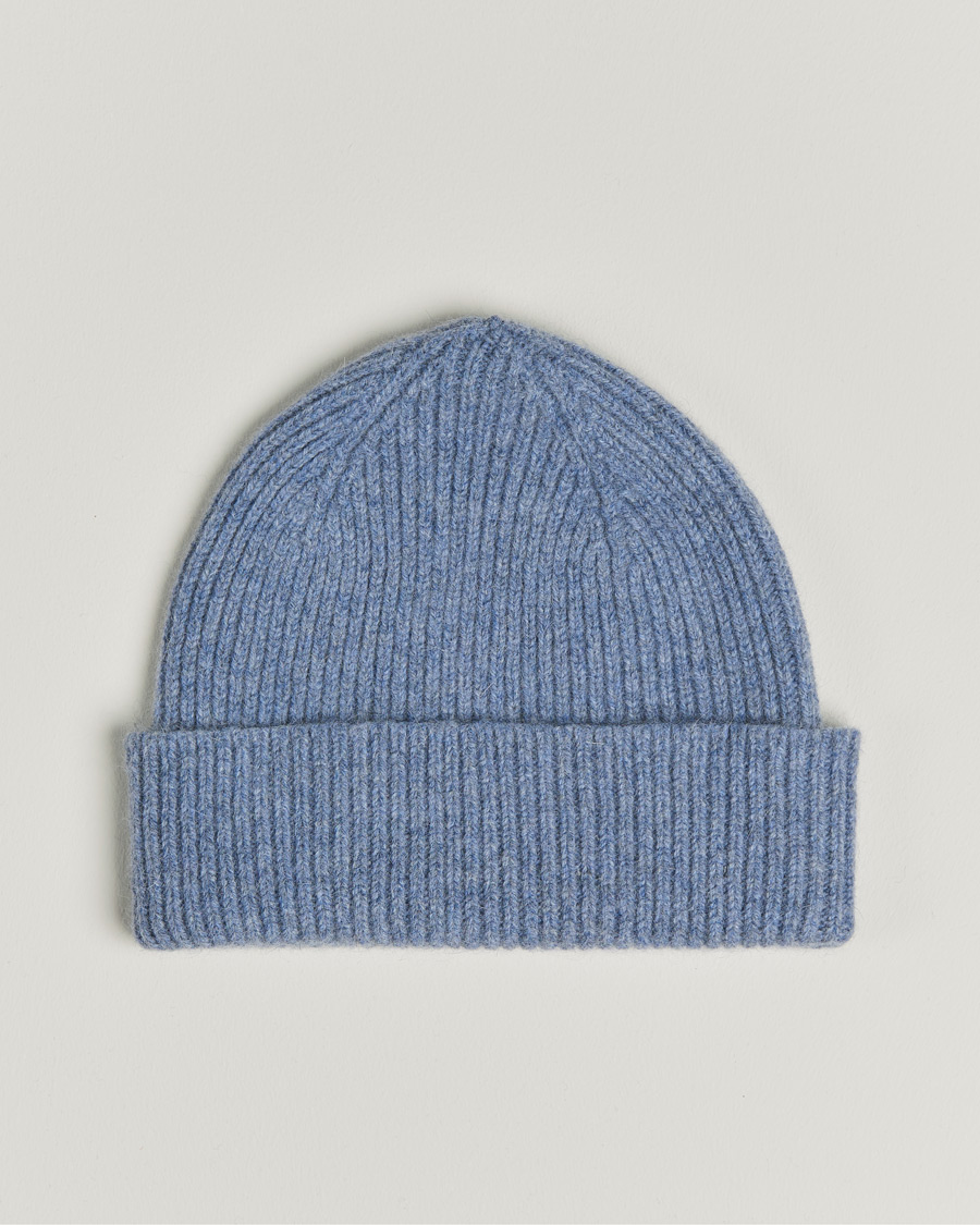 Homme | Le Bonnet Lambswool/Caregora Beanie Washed Denim | Le Bonnet | Lambswool/Caregora Beanie Washed Denim