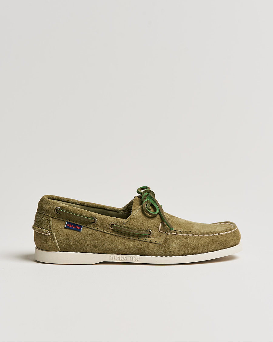 Homme | Sebago Docksides Suede Boat Shoe Green Military | Sebago | Docksides Suede Boat Shoe Green Military