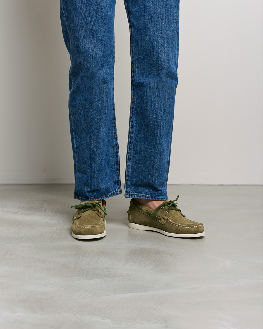 Homme | Sebago Docksides Suede Boat Shoe Green Military | Sebago | Docksides Suede Boat Shoe Green Military