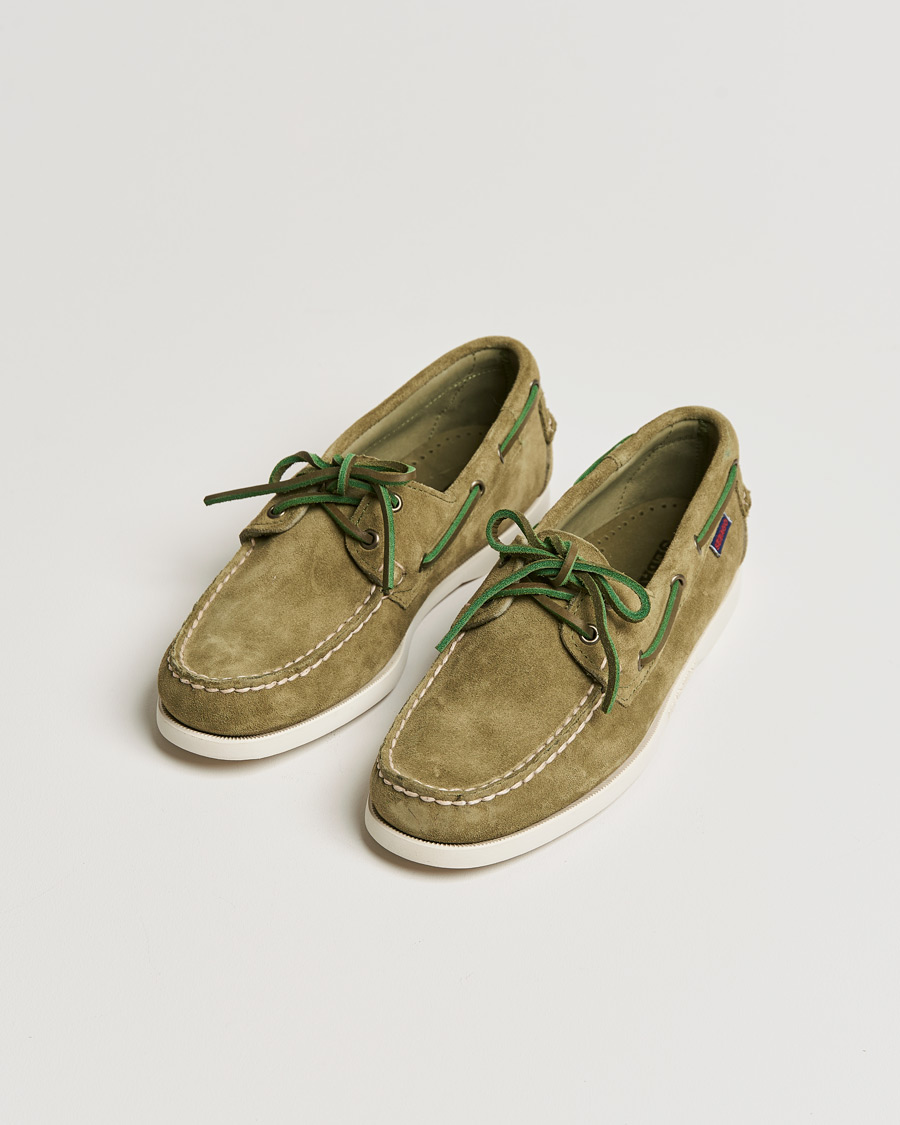 Homme | Sebago Docksides Suede Boat Shoe Green Military | Sebago | Docksides Suede Boat Shoe Green Military