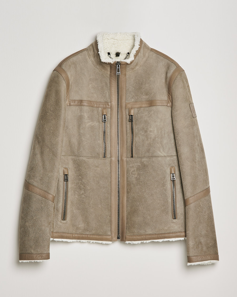 Homme | Manteaux Et Vestes | Belstaff | Tundra Shearling Leather Jacket Dark Sand