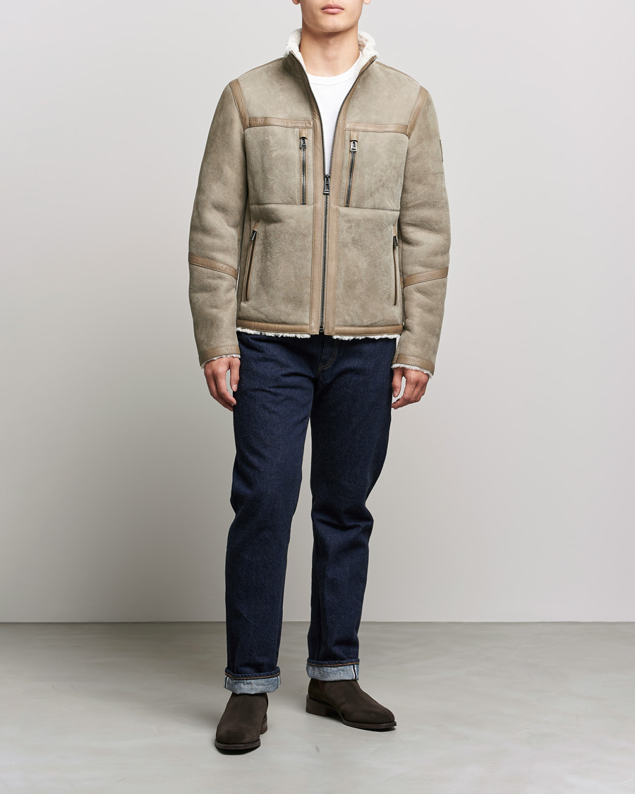 Homme | Manteaux Et Vestes | Belstaff | Tundra Shearling Leather Jacket Dark Sand
