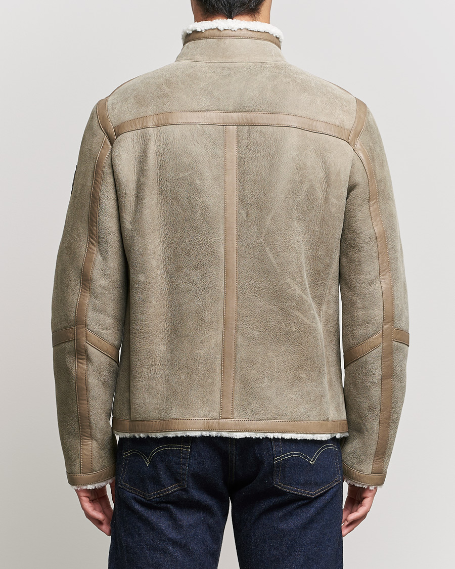 Homme | Manteaux Et Vestes | Belstaff | Tundra Shearling Leather Jacket Dark Sand