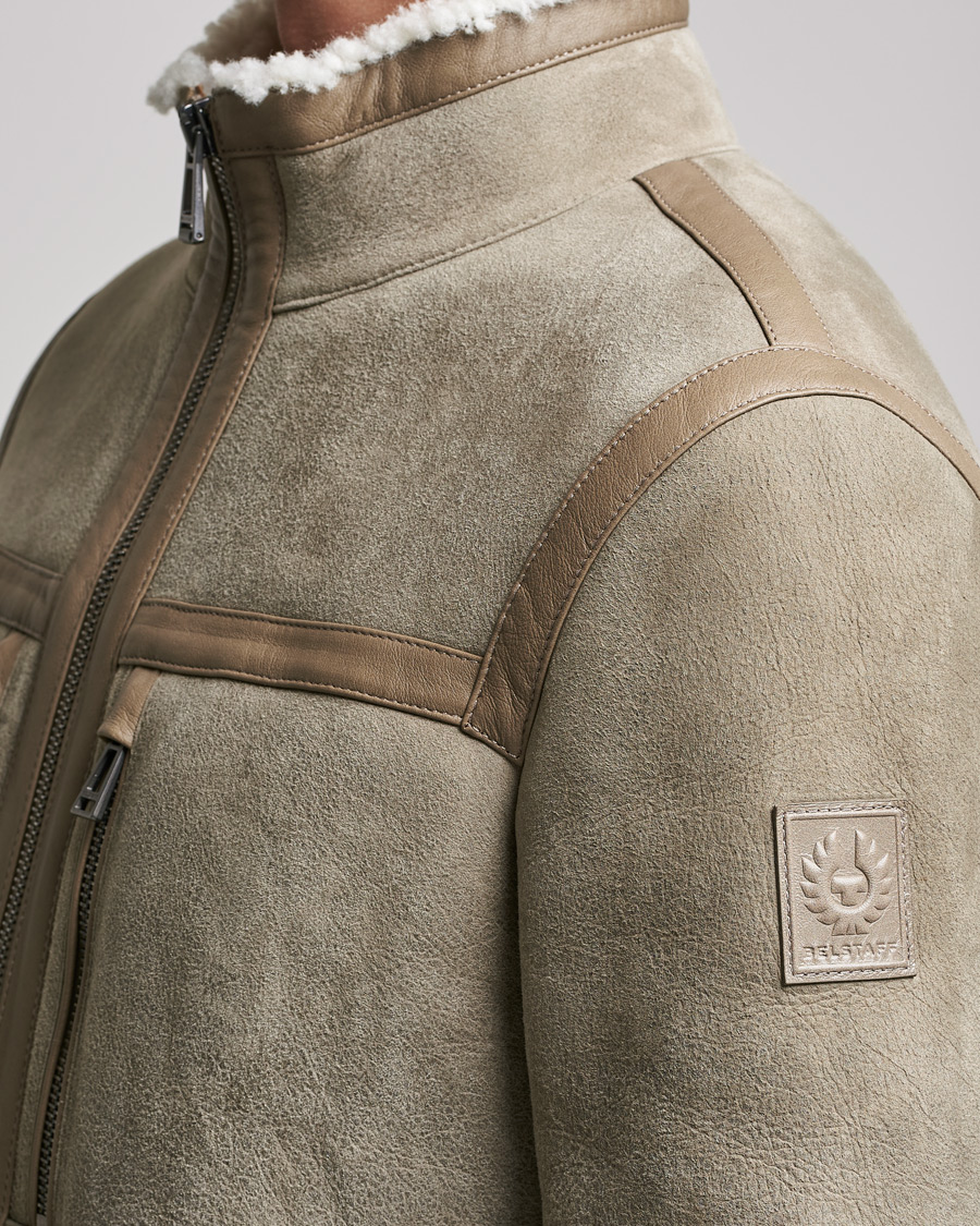 Homme | Manteaux Et Vestes | Belstaff | Tundra Shearling Leather Jacket Dark Sand